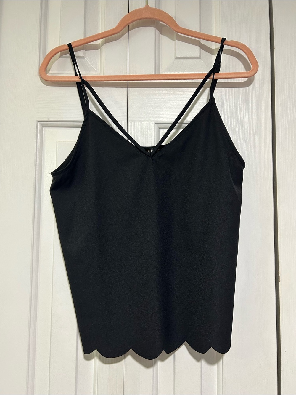 Black Crop Top with Scalloped Edge